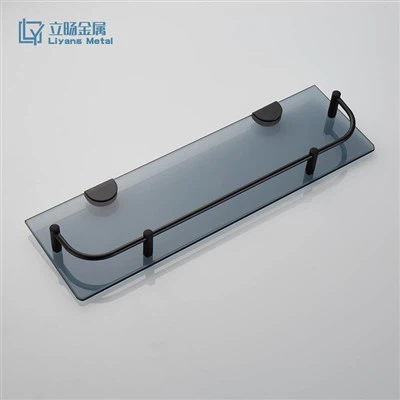 黒いブラケット付きガラス棚